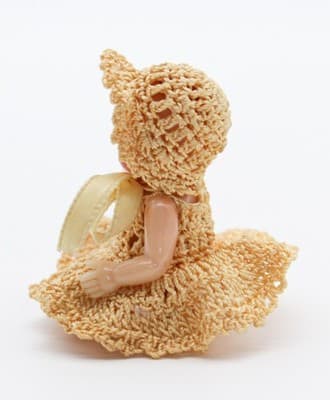 Vintage Dollhouse Jointed Hard Plastic Crochet Dress Sleeper Baby Doll - Thumbnail 5