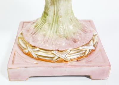 Antique Hand Painted Multicolor Floral Gold Gilt Pedestal Vase RARE - Thumbnail 7