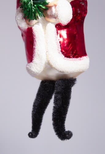 RARE Vintage Germany Glass Santa CHENILLE Legs Christmas Ornament - Thumbnail 8