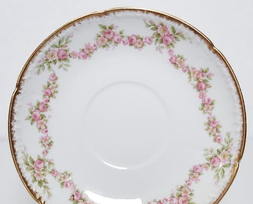 LIMOGES France GDA Gold Gilt Floral Bone China Boullion Cup & Saucer - Thumbnail 5