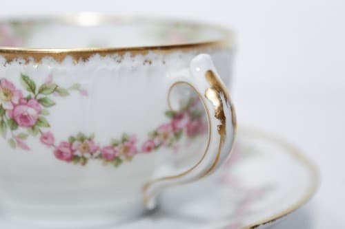 LIMOGES France GDA Gold Gilt Floral Bone China Boullion Cup & Saucer - Thumbnail 3