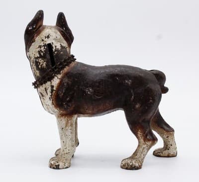 Antique Cast Iron Original Polychrome Boston Terrier Doorstop Sculpture - Thumbnail 5