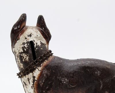 Antique Cast Iron Original Polychrome Boston Terrier Doorstop Sculpture - Thumbnail 6