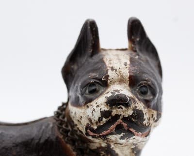 Antique Cast Iron Original Polychrome Boston Terrier Doorstop Sculpture - Thumbnail 8