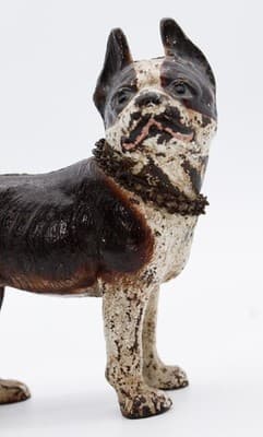 Antique Cast Iron Original Polychrome Boston Terrier Doorstop Sculpture - Thumbnail 3