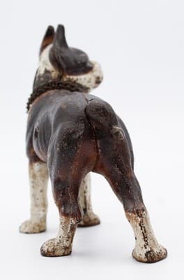 Antique Cast Iron Original Polychrome Boston Terrier Doorstop Sculpture - Thumbnail 7