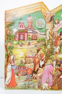 Vtg STUTTGART-ROHR Germany Cardboard Nativity Manger Scene Xmas Advent Calendar - Thumbnail 2