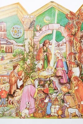 Vtg STUTTGART-ROHR Germany Cardboard Nativity Manger Scene Xmas Advent Calendar - Thumbnail 3