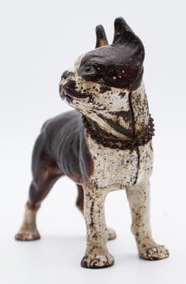 Antique Cast Iron Original Polychrome Boston Terrier Doorstop Sculpture - Thumbnail 4