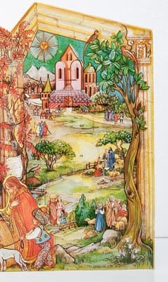 Vtg STUTTGART-ROHR Germany Cardboard Nativity Manger Scene Xmas Advent Calendar - Thumbnail 4