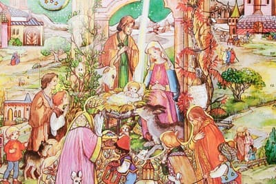 Vtg STUTTGART-ROHR Germany Cardboard Nativity Manger Scene Xmas Advent Calendar - Thumbnail 5
