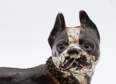 Antique Cast Iron Original Polychrome Boston Terrier Doorstop Sculpture - Thumbnail 2