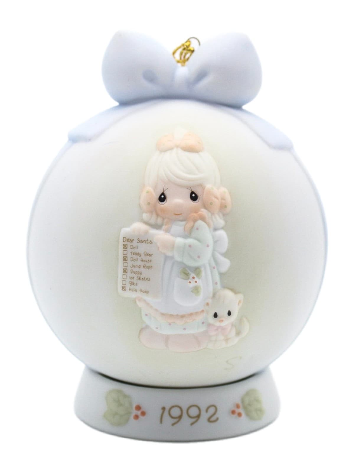 Precious Moments But The Greatest Of These Is Love Porcelain Ornament 1992 - Image 1
