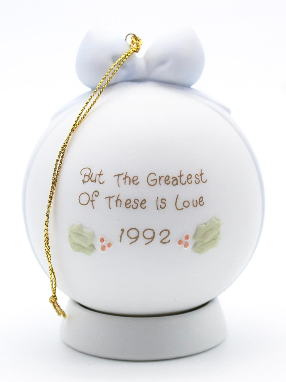 Precious Moments But The Greatest Of These Is Love Porcelain Ornament 1992 - Thumbnail 2