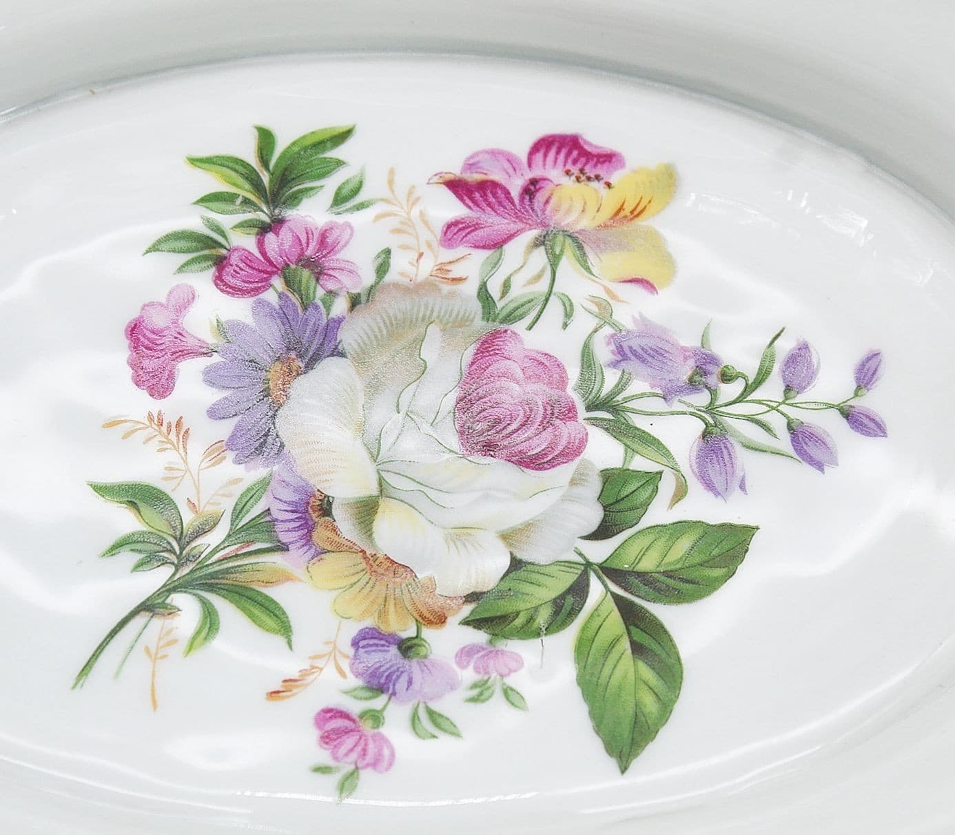 20th c Floral Gold Gilt Blue Large French Porcelain Scalloped Serving Bowl - Thumbnail 5