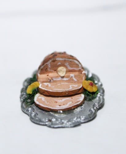 Vintage Dollhouse Miniature Christmas Glazed Ham & Pineapple Kitchen Accessory - Thumbnail 4