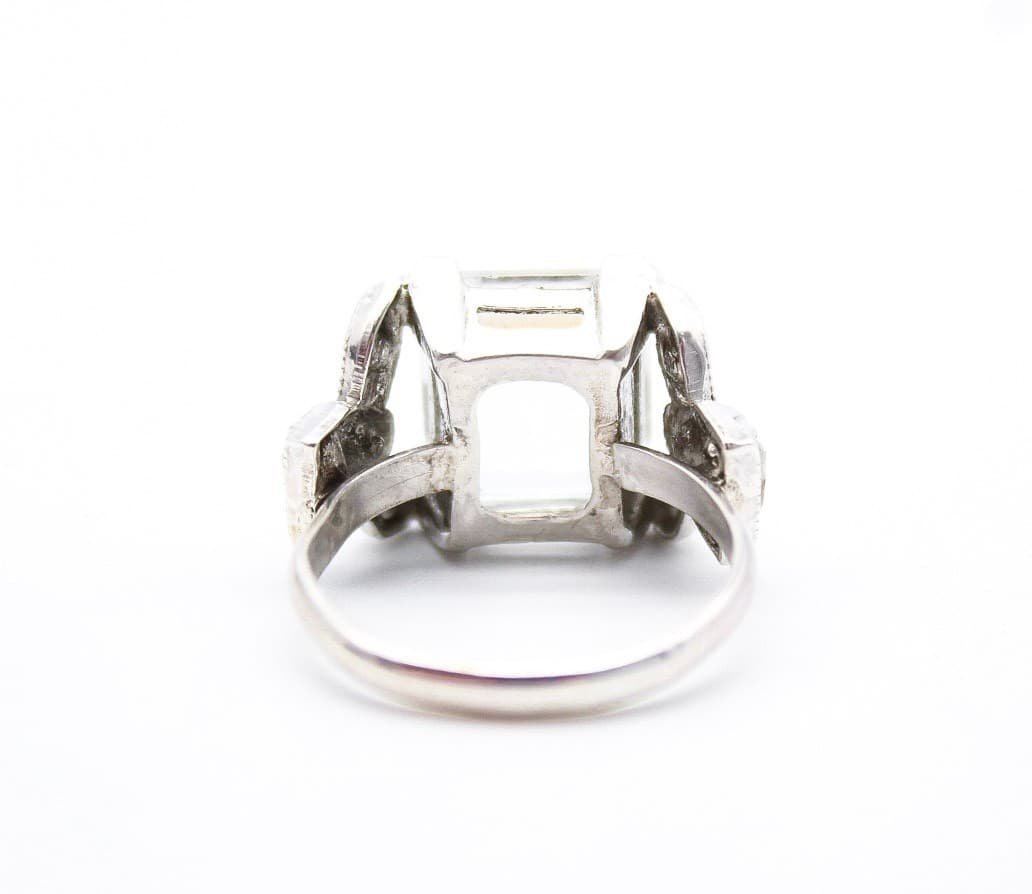 Vintage Sterling Silver 925 Emerald Cut Cubic Zirconia Cocktail Ring Size 6.5 - Thumbnail 6