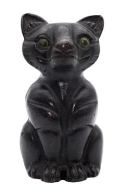 Albany Foundry Antique Cast Iron Whimsical Cat Green Eyes Sculpture Doorstop - Image 1