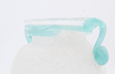 Mid-Century Art Glass Archimede Seguso Scavo Bianco Vase Italy White & Green - Thumbnail 4