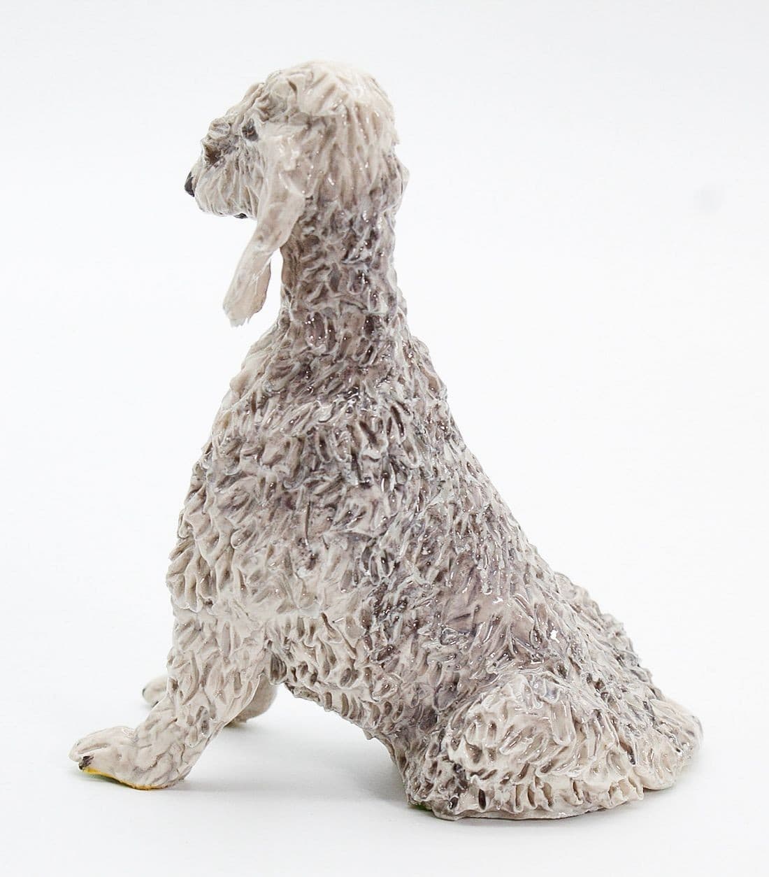 EVE PEARCE Handcrafted Sitting Bedlington Terrier Porcelain Dog Sculpture OOAK - Thumbnail 3