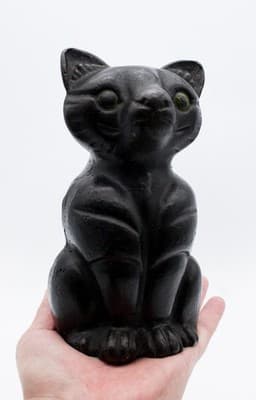 Albany Foundry Antique Cast Iron Whimsical Cat Green Eyes Sculpture Doorstop - Thumbnail 2