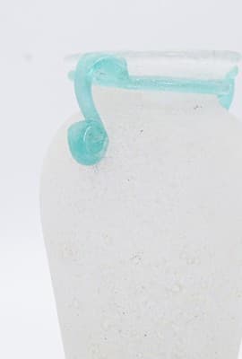 Mid-Century Art Glass Archimede Seguso Scavo Bianco Vase Italy White & Green - Thumbnail 3
