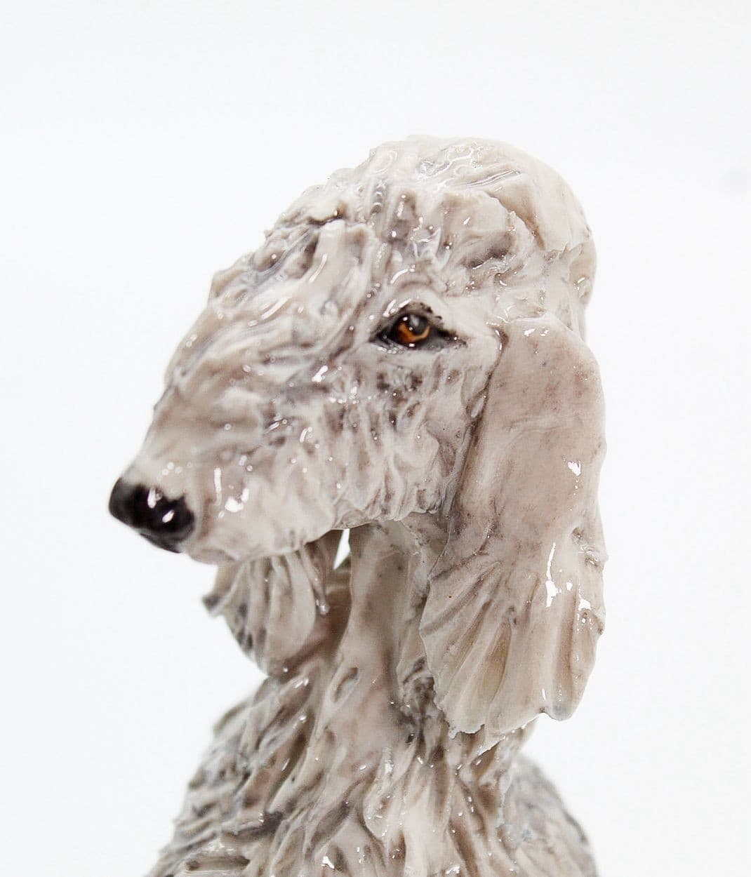 EVE PEARCE Handcrafted Sitting Bedlington Terrier Porcelain Dog Sculpture OOAK - Thumbnail 2