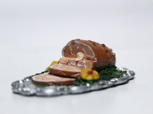 Vintage Dollhouse Miniature Christmas Glazed Ham & Pineapple Kitchen Accessory - Thumbnail 5