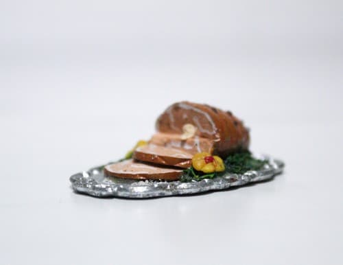 Vintage Dollhouse Miniature Christmas Glazed Ham & Pineapple Kitchen Accessory - Thumbnail 6