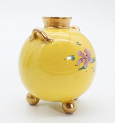 Antique ROYAL WORCESTER England Yellow Gold Gilt Porcelain Bud Vase - Thumbnail 7
