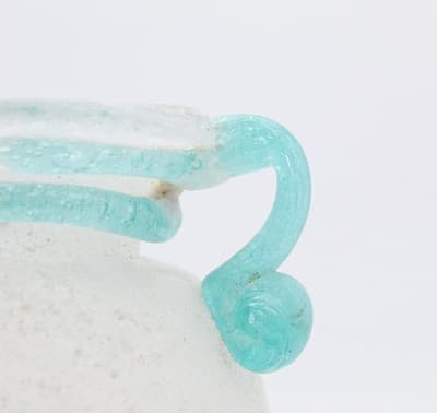 Mid-Century Art Glass Archimede Seguso Scavo Bianco Vase Italy White & Green - Thumbnail 6