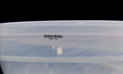 Pair of Mid-Centurh KOSTA BODA Sweden Art Glass Gunnel Sahlin White Vases - Thumbnail 3