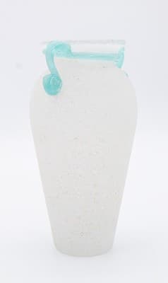 Mid-Century Art Glass Archimede Seguso Scavo Bianco Vase Italy White & Green - Thumbnail 2