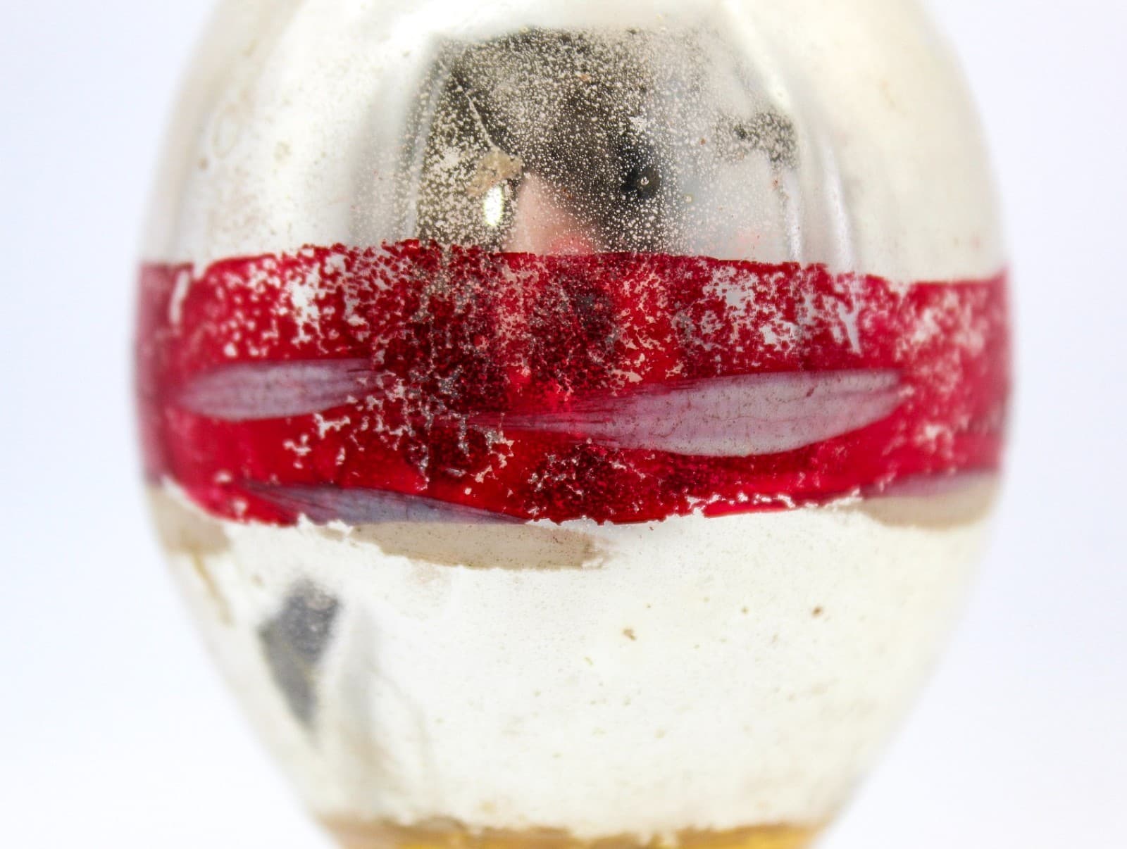 Vintage Germany Poland Hand Painted Striped Red Gold Teardrop Glass Ornament - Thumbnail 5