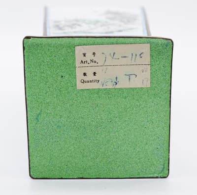 Antique Qing Dynasty Canton Enamel Square Tapering Bronze Vase Scenic &Bird RARE - Thumbnail 12