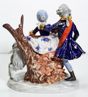 19th c UNTER WEISS BACH Germany Hand Painted Grouping w/ Goat Porcelain Figure - Thumbnail 2
