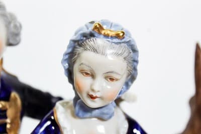 19th c UNTER WEISS BACH Germany Hand Painted Grouping w/ Goat Porcelain Figure - Thumbnail 4