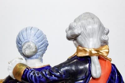 19th c UNTER WEISS BACH Germany Hand Painted Grouping w/ Goat Porcelain Figure - Thumbnail 8