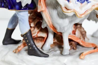 19th c UNTER WEISS BACH Germany Hand Painted Grouping w/ Goat Porcelain Figure - Thumbnail 7