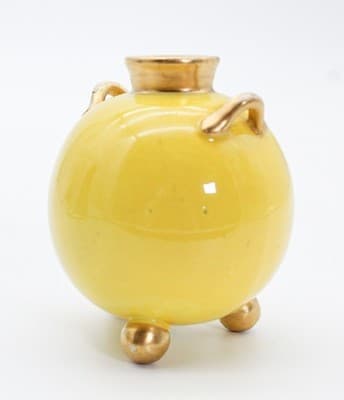 Antique ROYAL WORCESTER England Yellow Gold Gilt Porcelain Bud Vase - Thumbnail 5