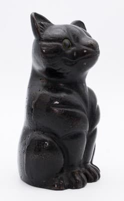 Albany Foundry Antique Cast Iron Whimsical Cat Green Eyes Sculpture Doorstop - Thumbnail 7