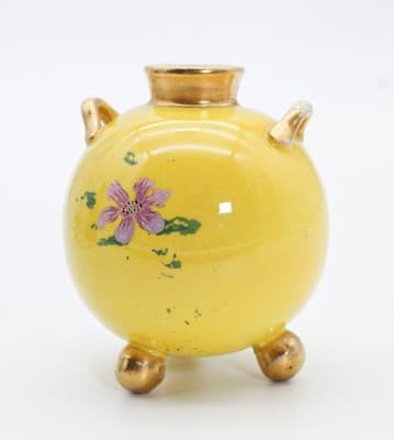 Antique ROYAL WORCESTER England Yellow Gold Gilt Porcelain Bud Vase - Thumbnail 9