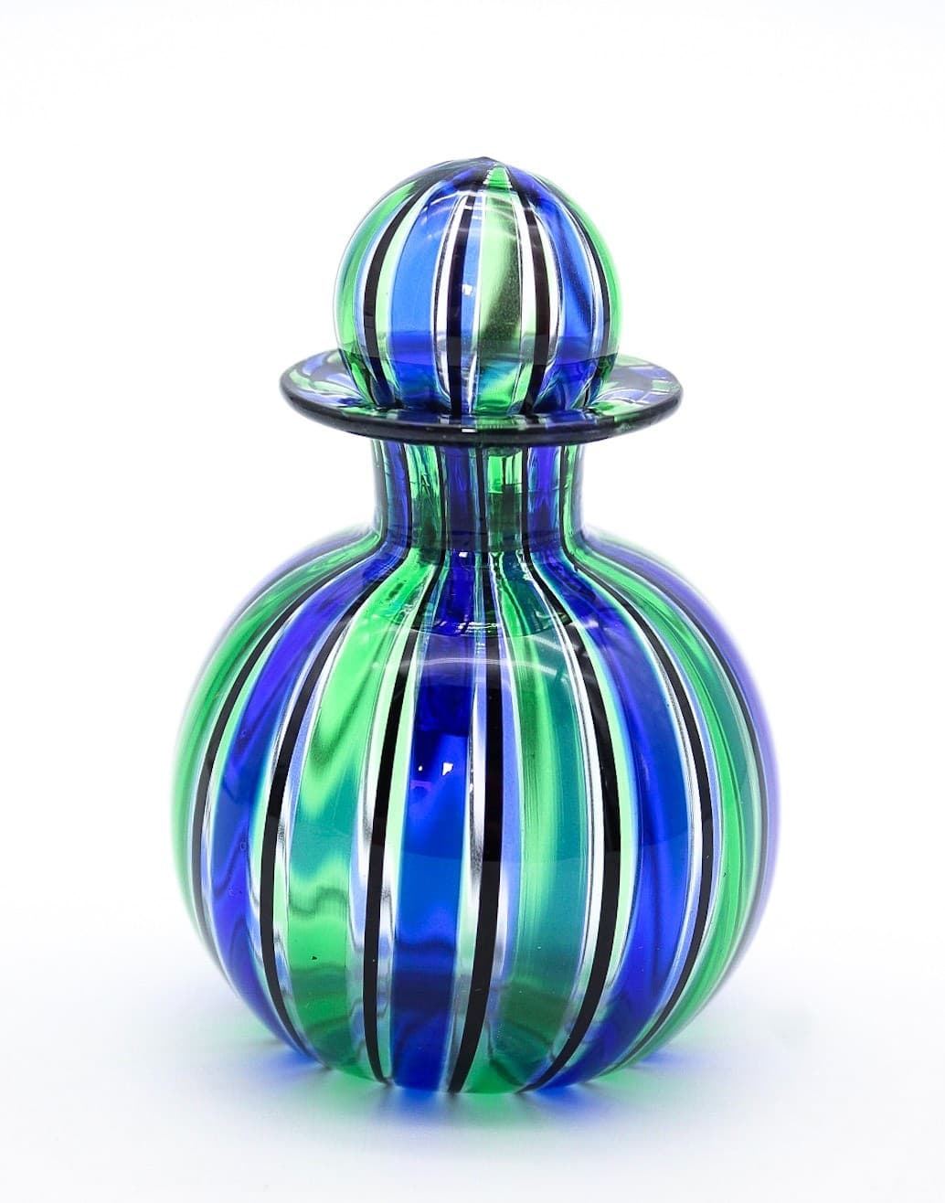 Murano Italy Vintage Art Glass Mouth Blown Blue Green Small Perfume Bottle 3" - Thumbnail 8