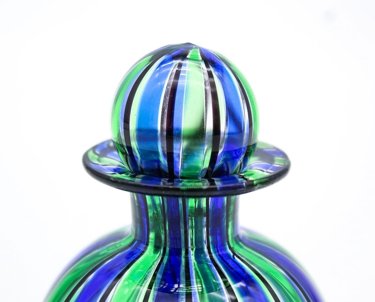 Murano Italy Vintage Art Glass Mouth Blown Blue Green Small Perfume Bottle 3" - Thumbnail 6