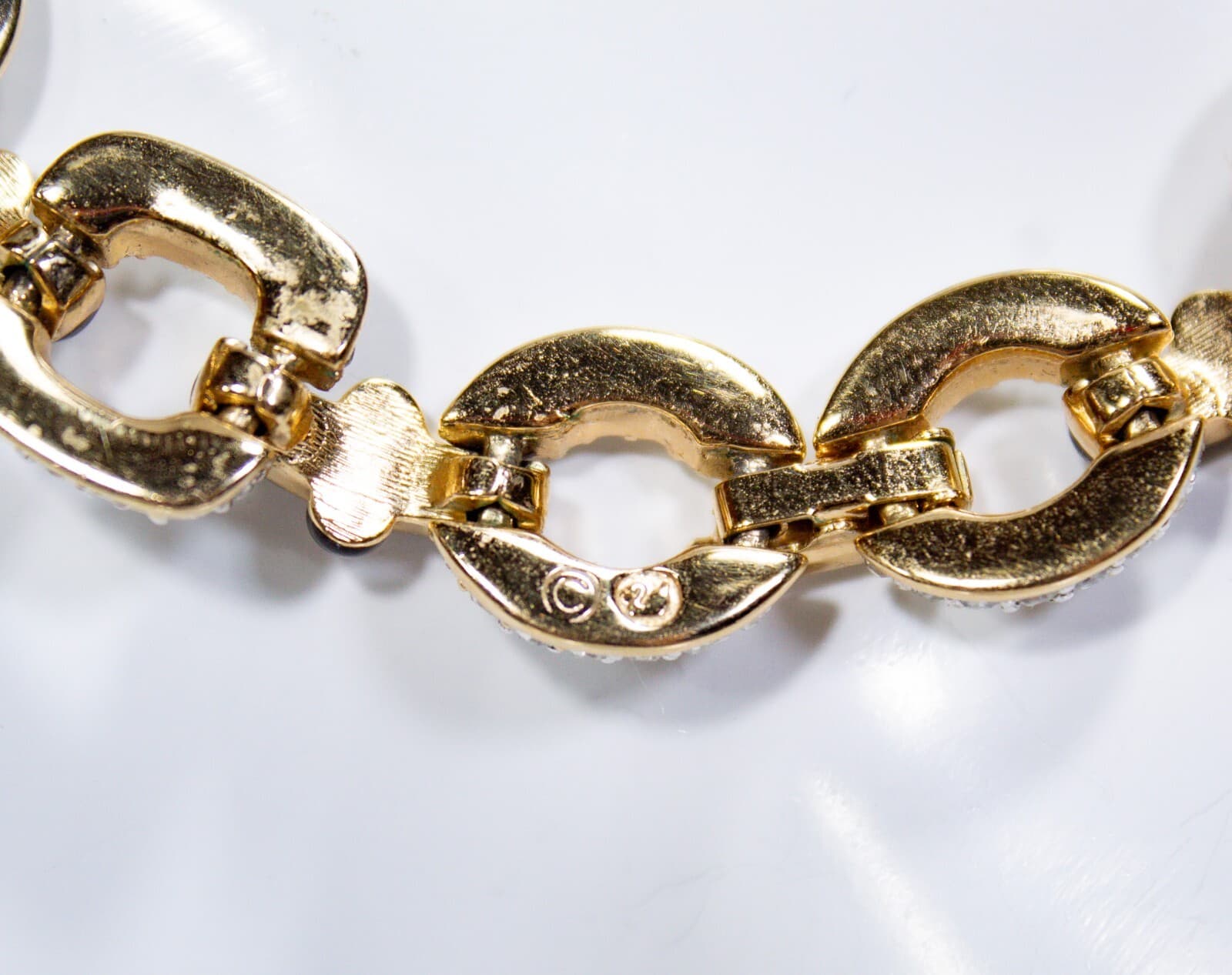Vintage SWAROVSKI Austria Crystal & Black Enamel Link Bracelet & Necklace Set - Thumbnail 6