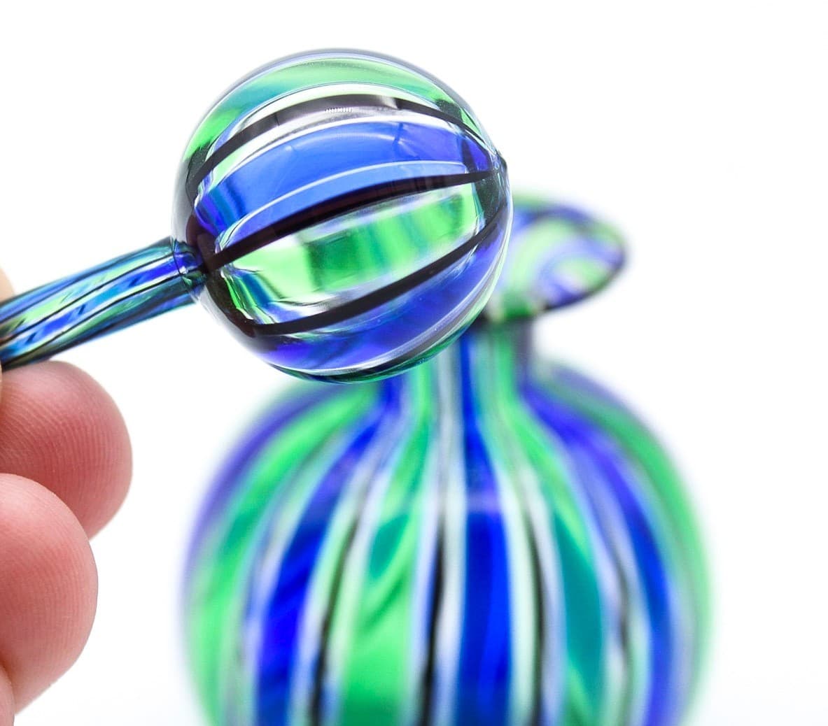 Murano Italy Vintage Art Glass Mouth Blown Blue Green Small Perfume Bottle 3" - Thumbnail 3