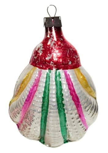 Antique European Blown Glass Muticolor Seashell Motif Christmas Ornament - Image 1
