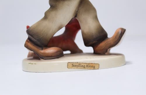 Vintage HUMMEL " Strolling Along" Boy w/ Dog & Umbrella Porcelain Figurine - Thumbnail 6