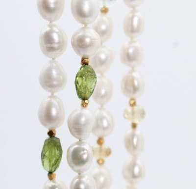 Designer JADED Natural Pearls & Assorted Gemstones Double Strand Necklace - Thumbnail 6