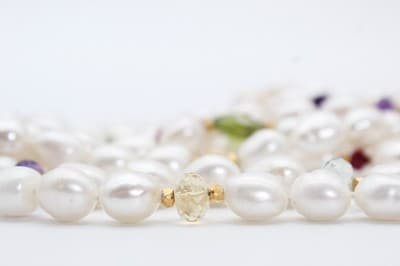 Designer JADED Natural Pearls & Assorted Gemstones Double Strand Necklace - Thumbnail 9